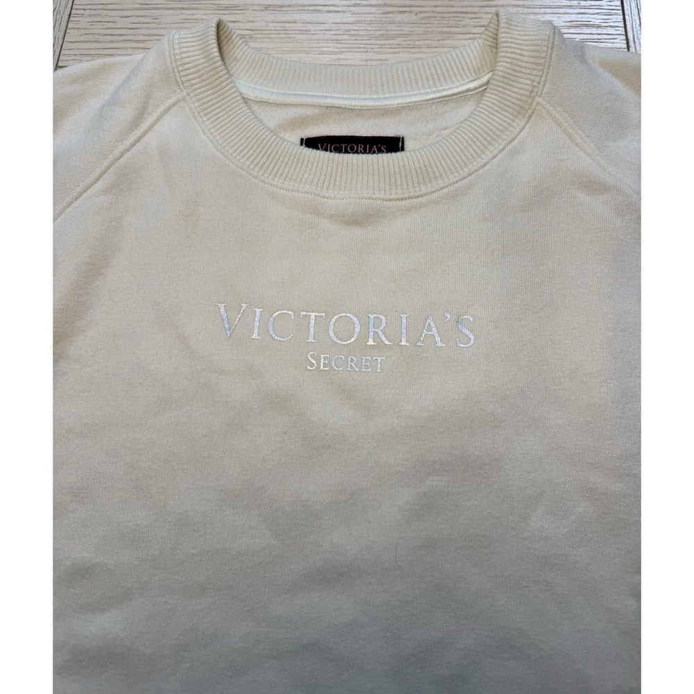 Victoria's Secret Cozy Boxy Cropped Crewneck Sweatshirt Cream XXL Boho Leisure
